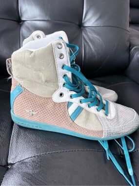 Creative Recreation Women’s High-Top Sneakers in Teal and Beige